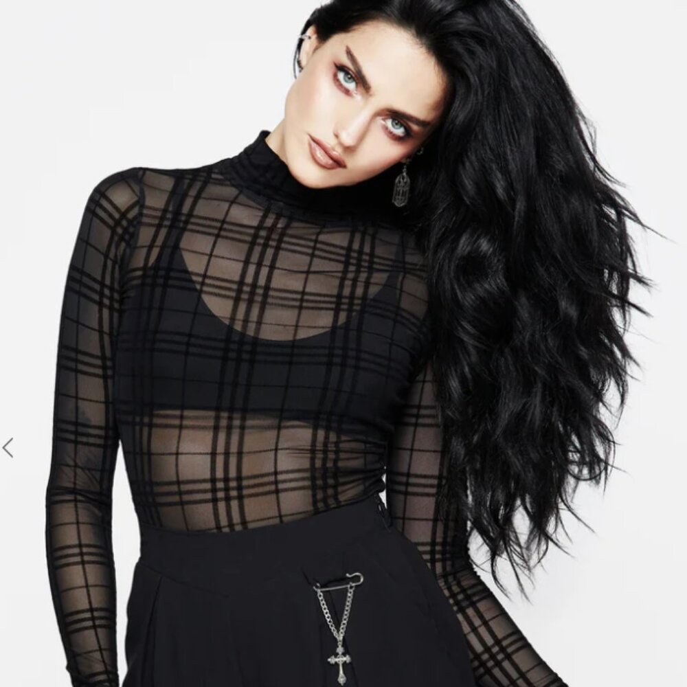 NWT Disturbia Buffy Check Mesh Top